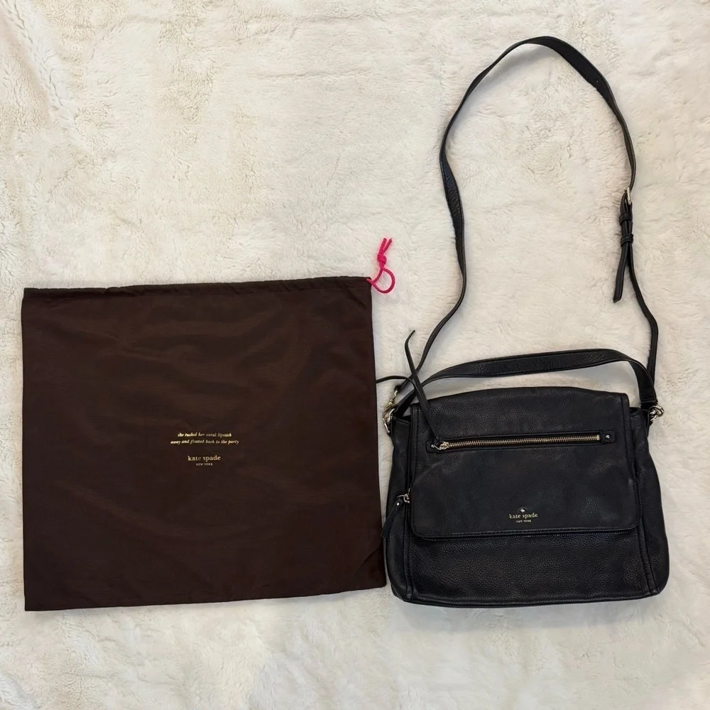 Kate Spade Cobble Hill Black Pebbled Leather Classic Crossbody Bag